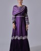 Purple Raw Silk Hand Embroidered Frilled Gown
